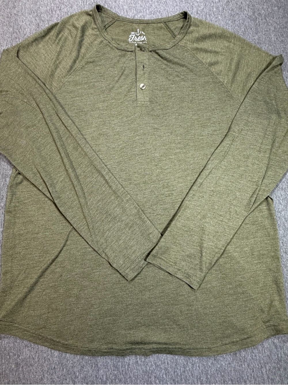 Fresh Clean Tees Green Long Sleeve Tri Blend Henley T Shirt Mens Large